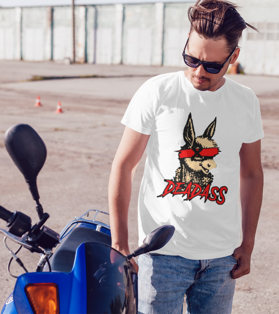 Deadass Red Blindfold Cartoon Donkey T-Shirt