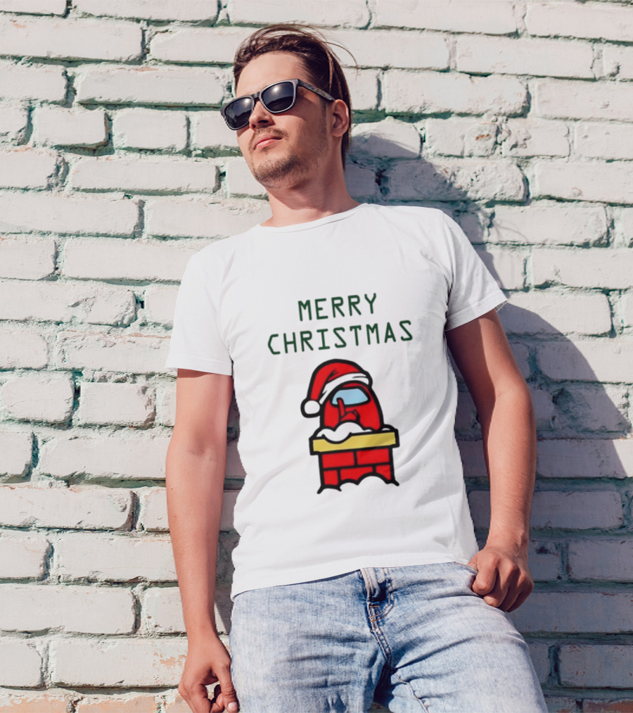 Among Us Santa Red Merry Christmas Chimney Crewmate T-Shirt