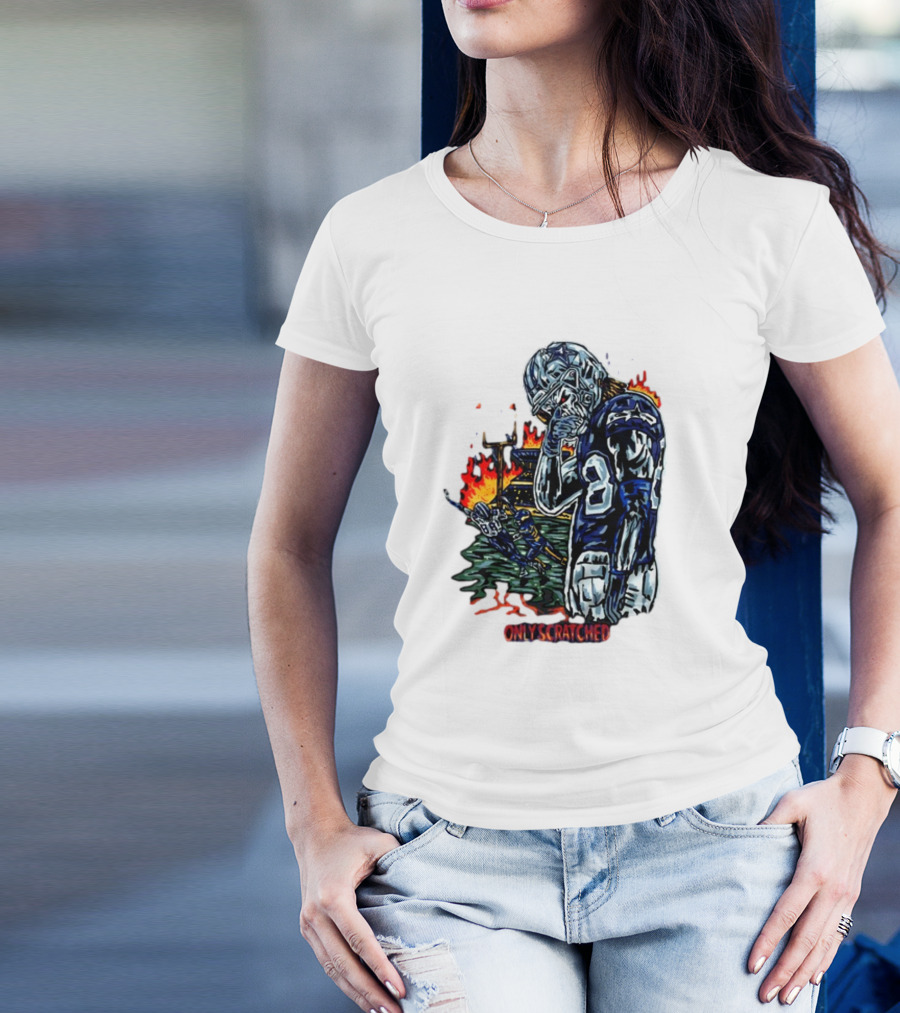 Retros Studio Only Scratched The Surface Football Player With Fire Background T-Shirt