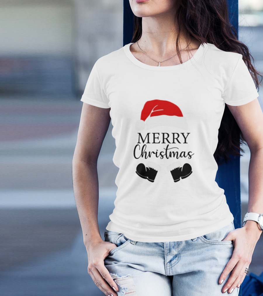 Merry Christmas Santa Hat And Boots Svg T-Shirt