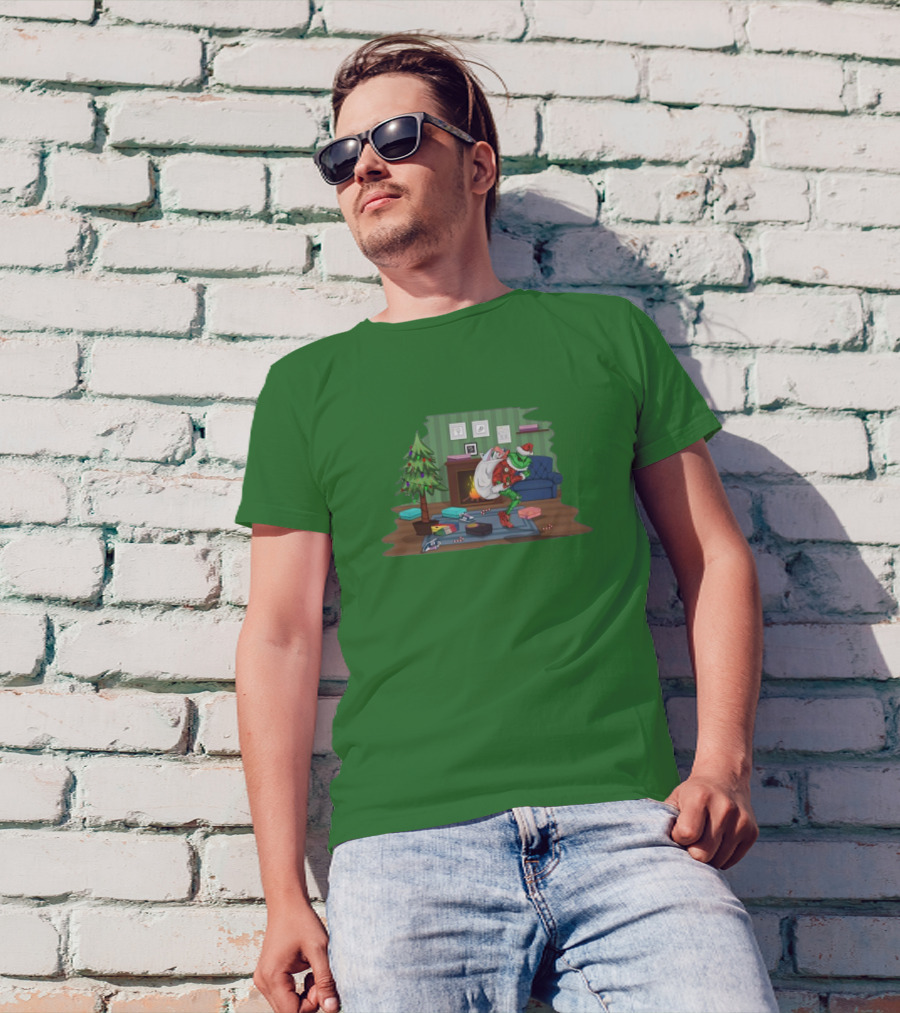 How The Grinch Stole Sneakers Stealing Colorful Boxes By Christmas Tree T-Shirt