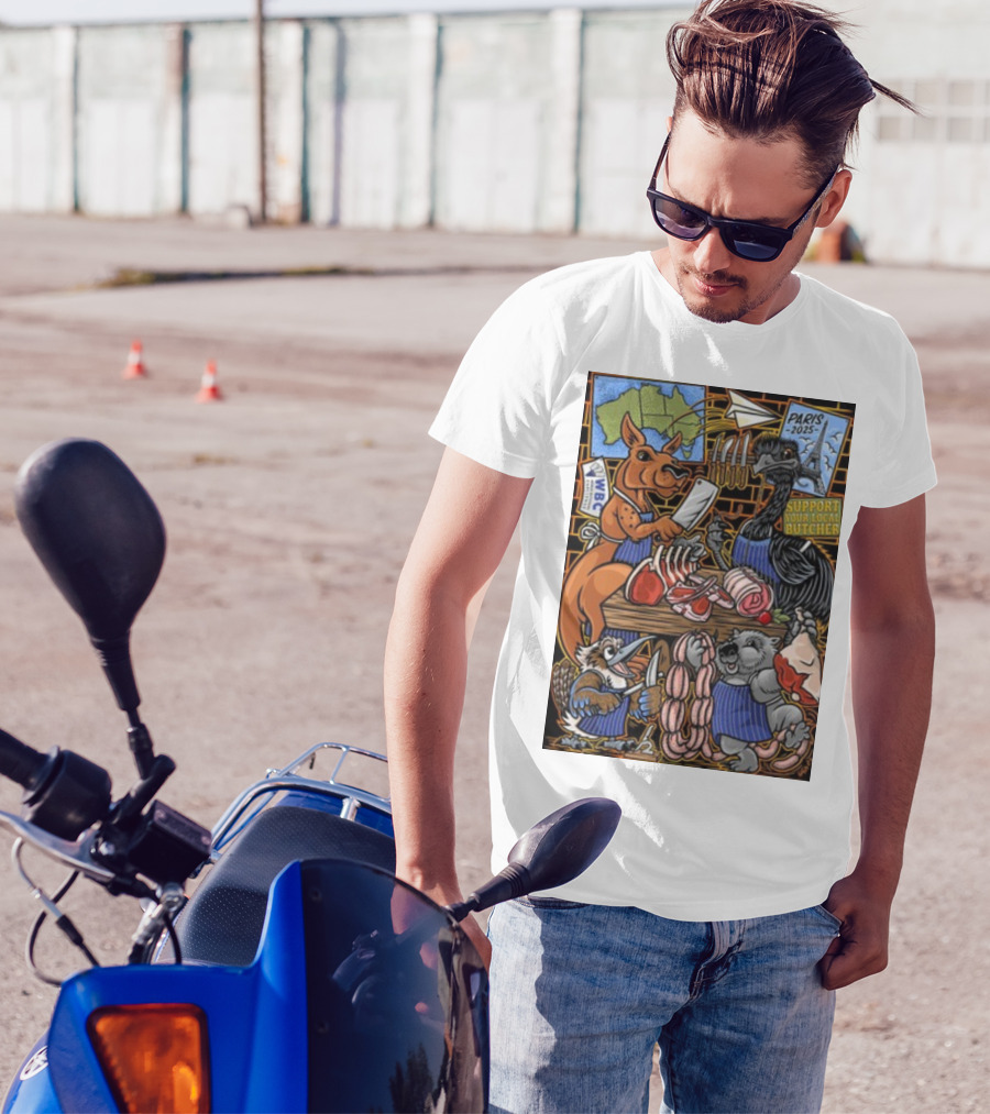Sigh13 Paris 2025 Support Your Local Butcher WBC Wildlife Butcher Crew T-Shirt