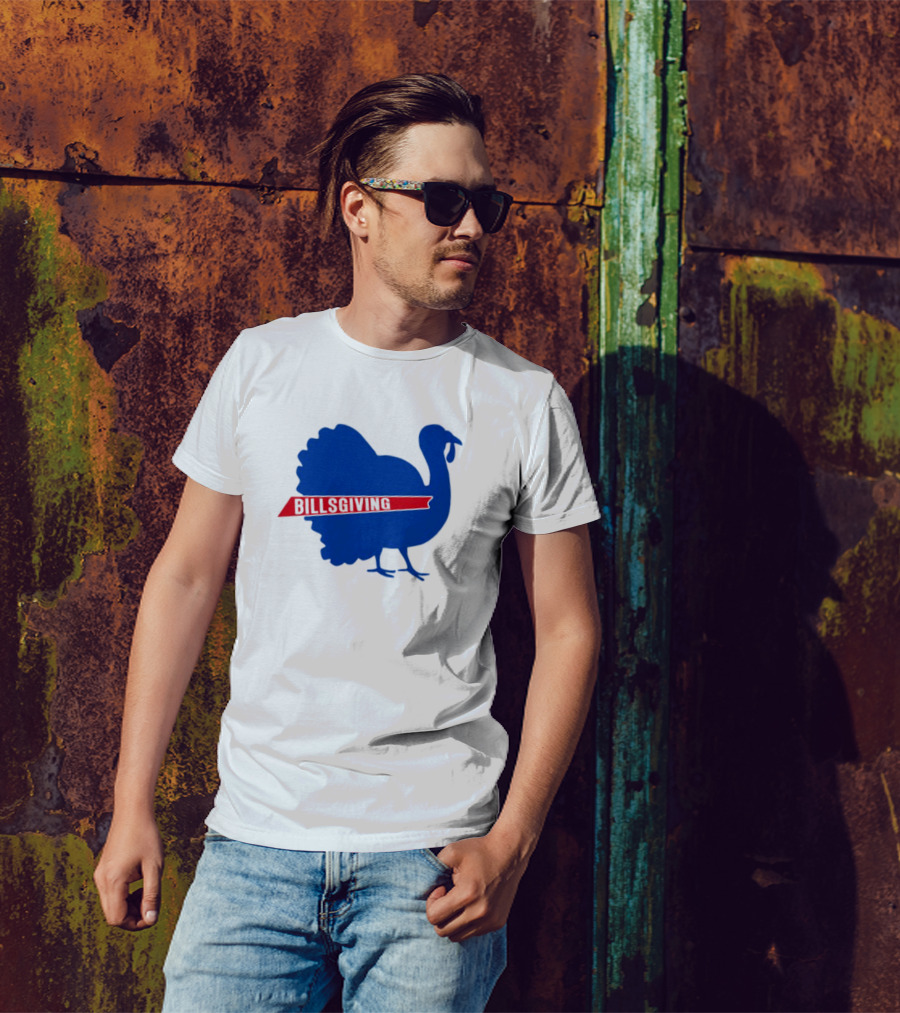 Billsgiving Turkey With Blue And Red T-Shirt