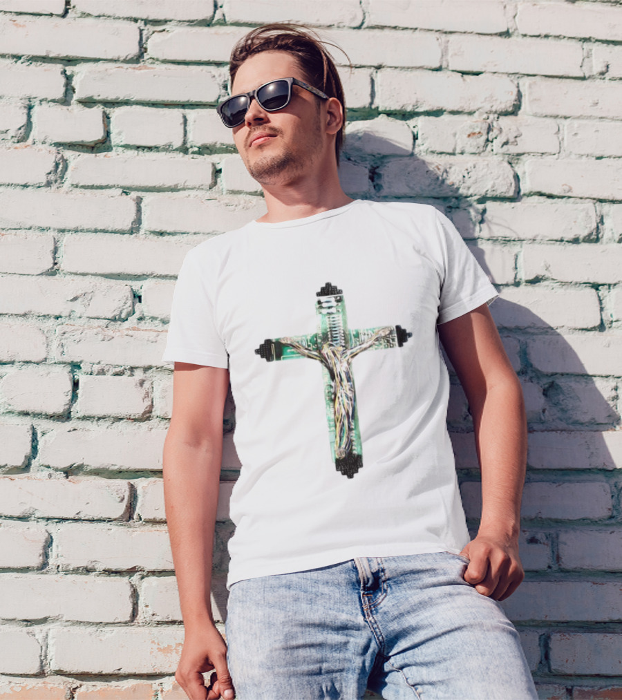 Nawafers The Cross Hardware Circuit Crucifix T-Shirt