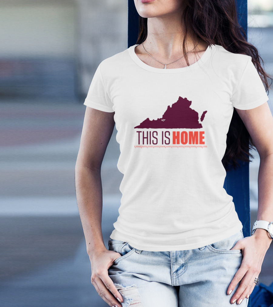 Virginia Tech Football Win This Is Home Virginia Outline T-Shirt
