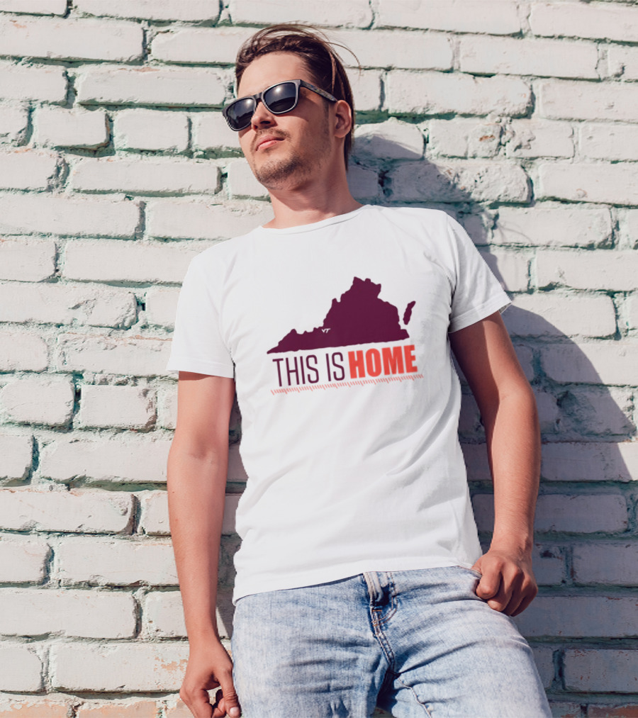 Virginia Tech Football Win This Is Home Virginia Outline T-Shirt