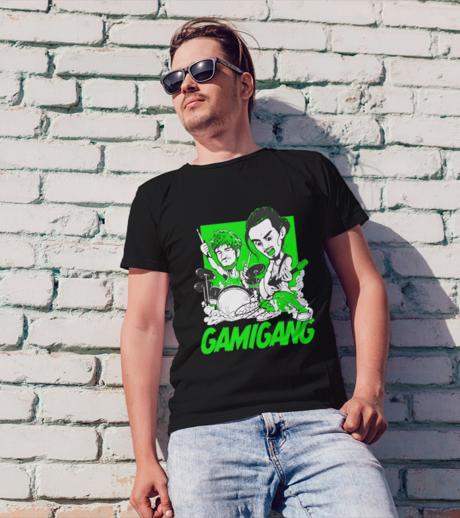 Gami Gang Origami Angel Anime Drummer Guitarist Duo T-Shirt