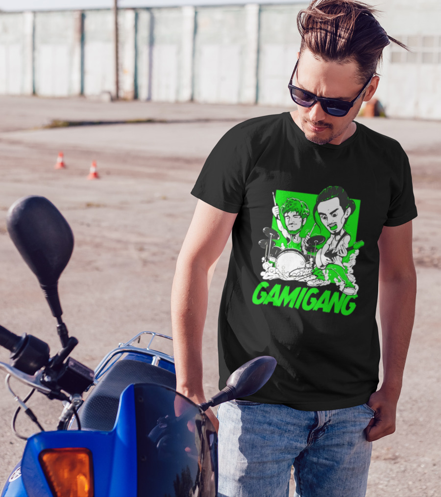 Gami Gang Origami Angel Anime Drummer Guitarist Duo T-Shirt