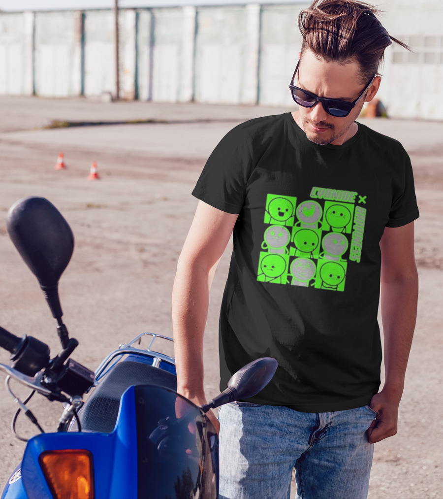 Cyanide X Happiness Neon Green Faces T-Shirt
