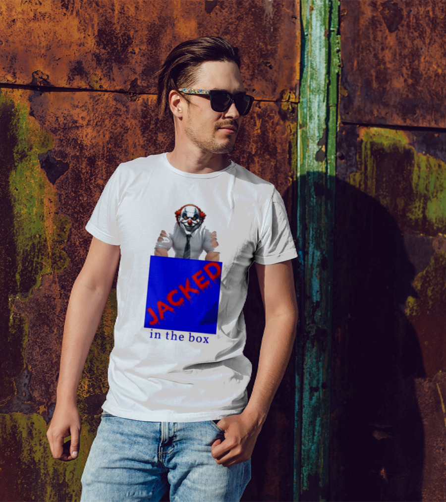 JACKED In The Box Clown Concept With Red-Blue Contrast T-Shirt