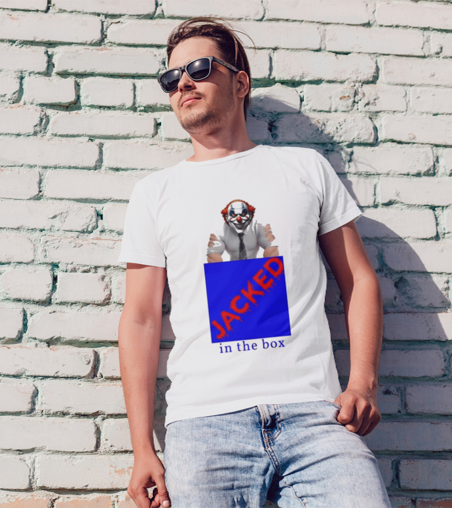 JACKED In The Box Clown Concept With Red-Blue Contrast T-Shirt