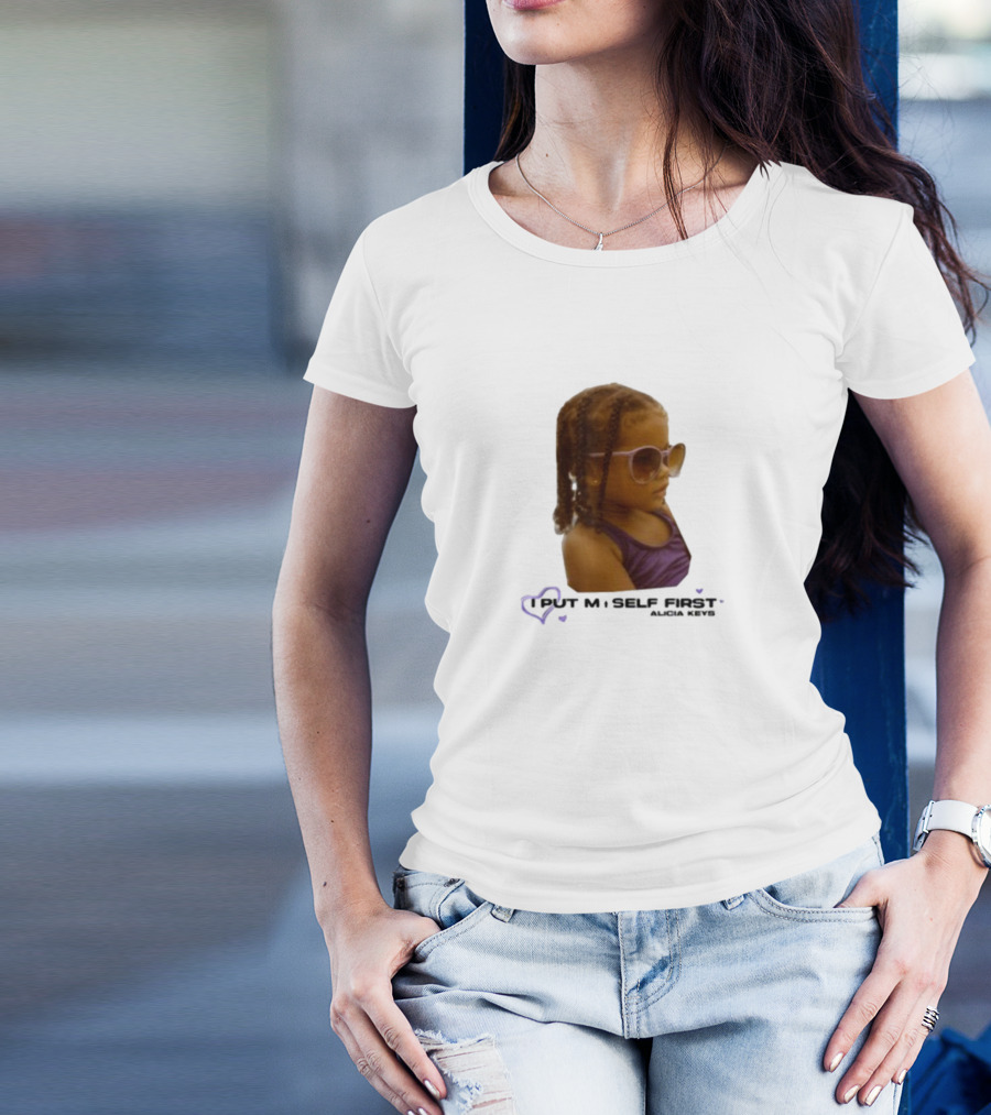 Keys Affirmations I Put Myself First Heart Sunglasses T-Shirt
