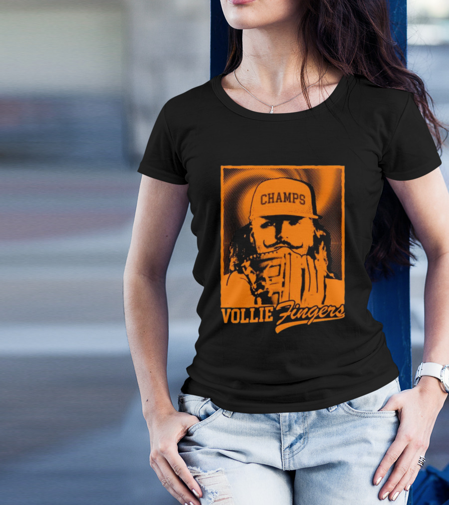 Vollie Fingers Champs Baseball Icon With Glove And Hat T-Shirt