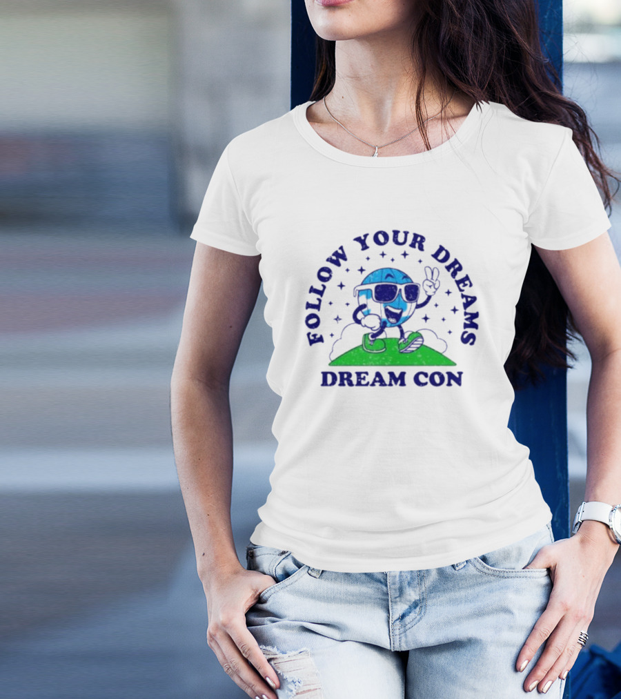 Follow Your Dreams Dream Con Mascot With Peace Sign And Sunglasses T-Shirt