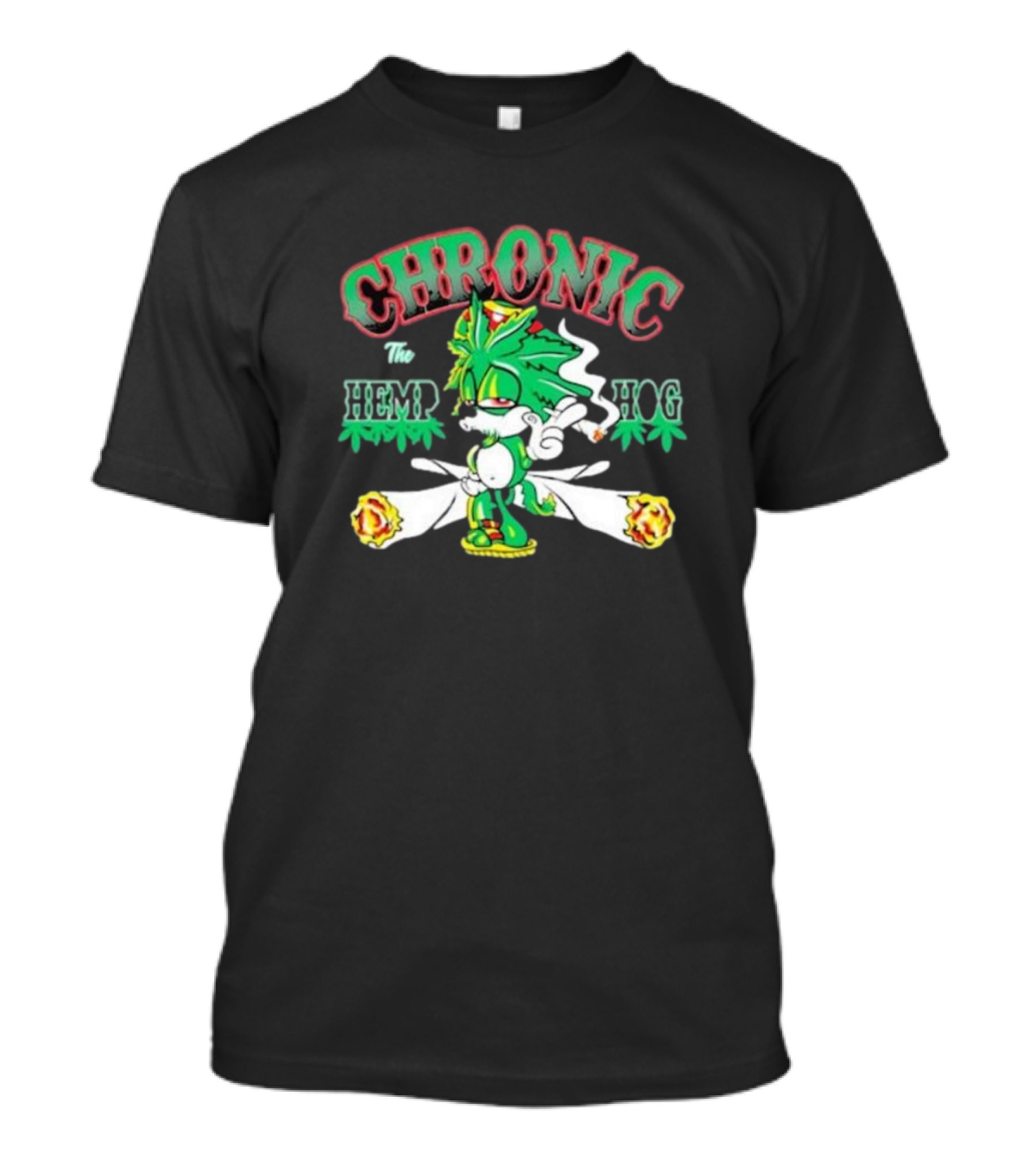 CHRONIC The Hemp Hog Comic Style And Flaming Elements T-Shirt
