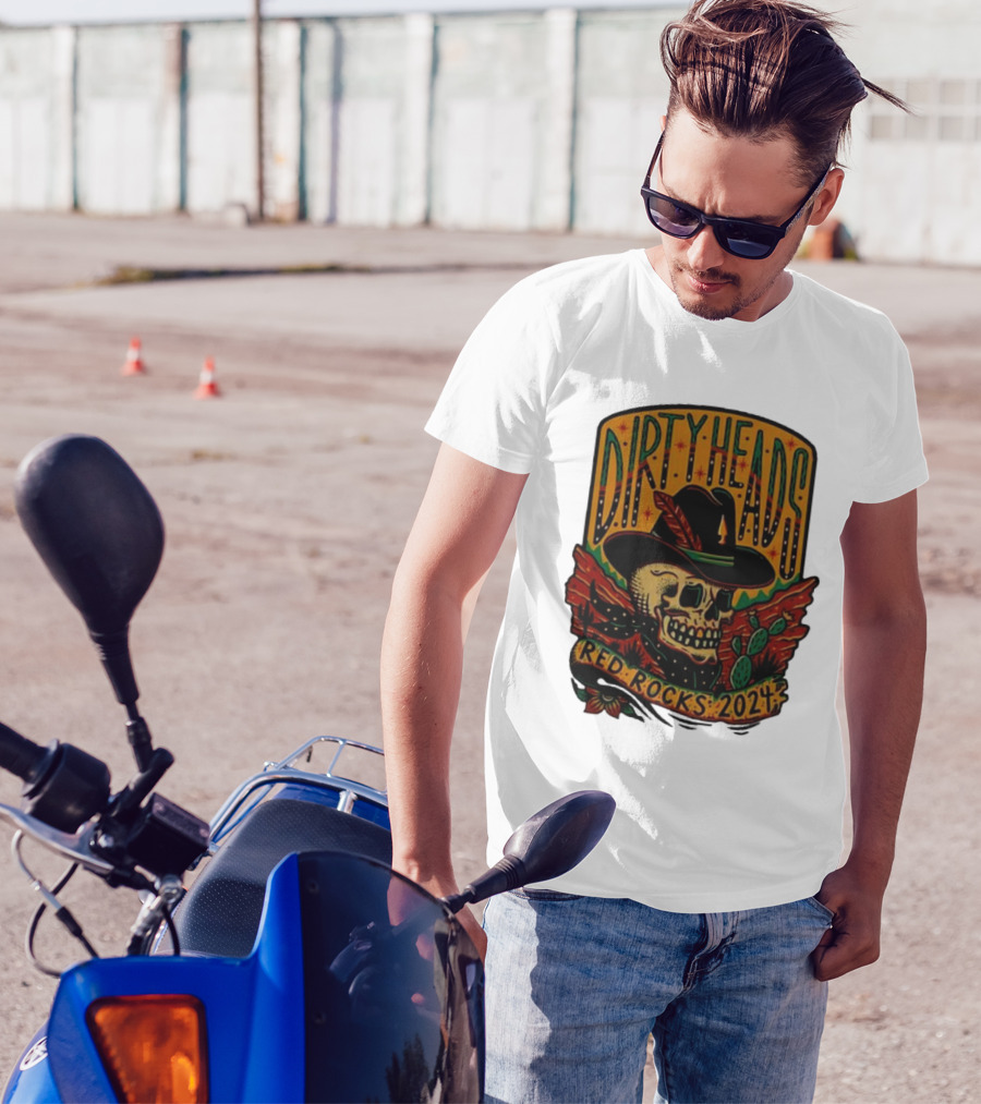 DIRTY HEADS Red Rocks 2024 Skull Cactus Desert Scene T-Shirt