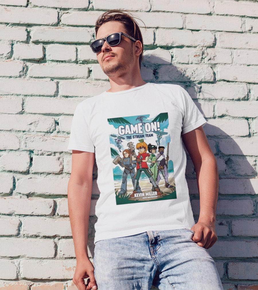 GAME ON THE STREAM TEAM KEVIN MILLER JARED MACPHERSON CHARACTERS PALM TREES ADVENTURE T-Shirt