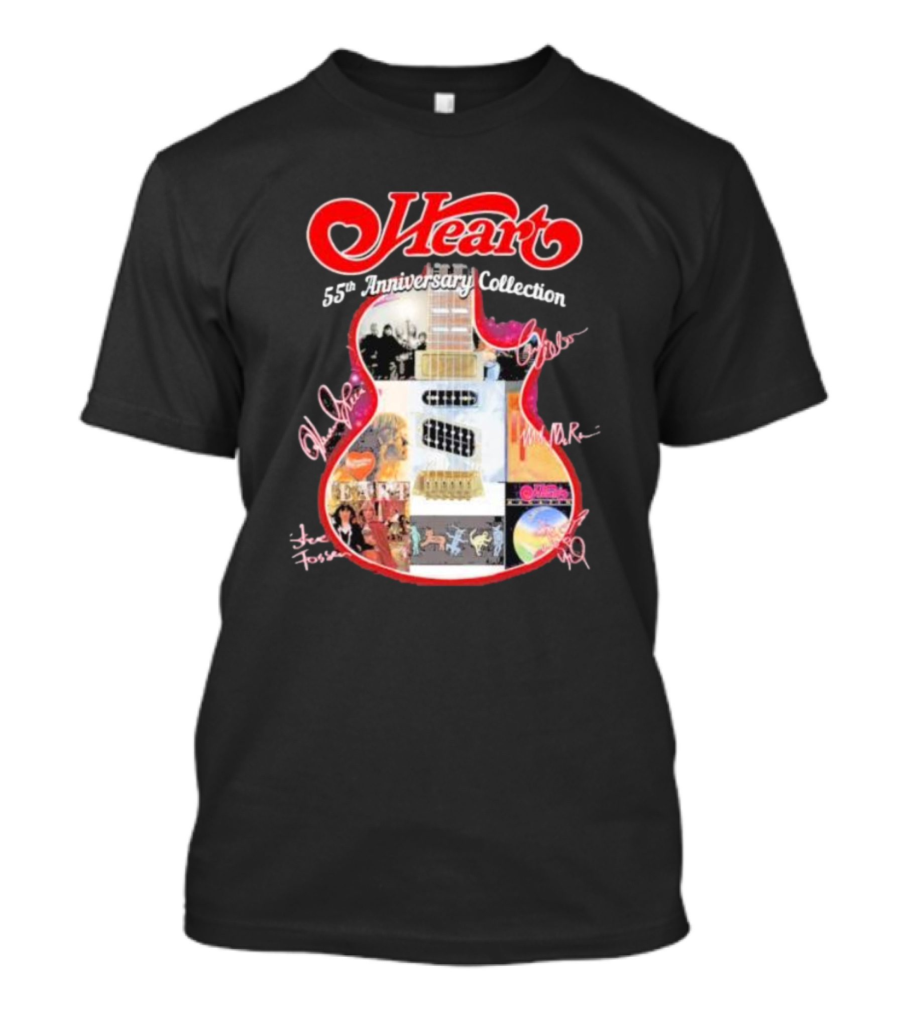 Heart 55th Anniversary Collection Guitar With Signatures And Album T-Shirt