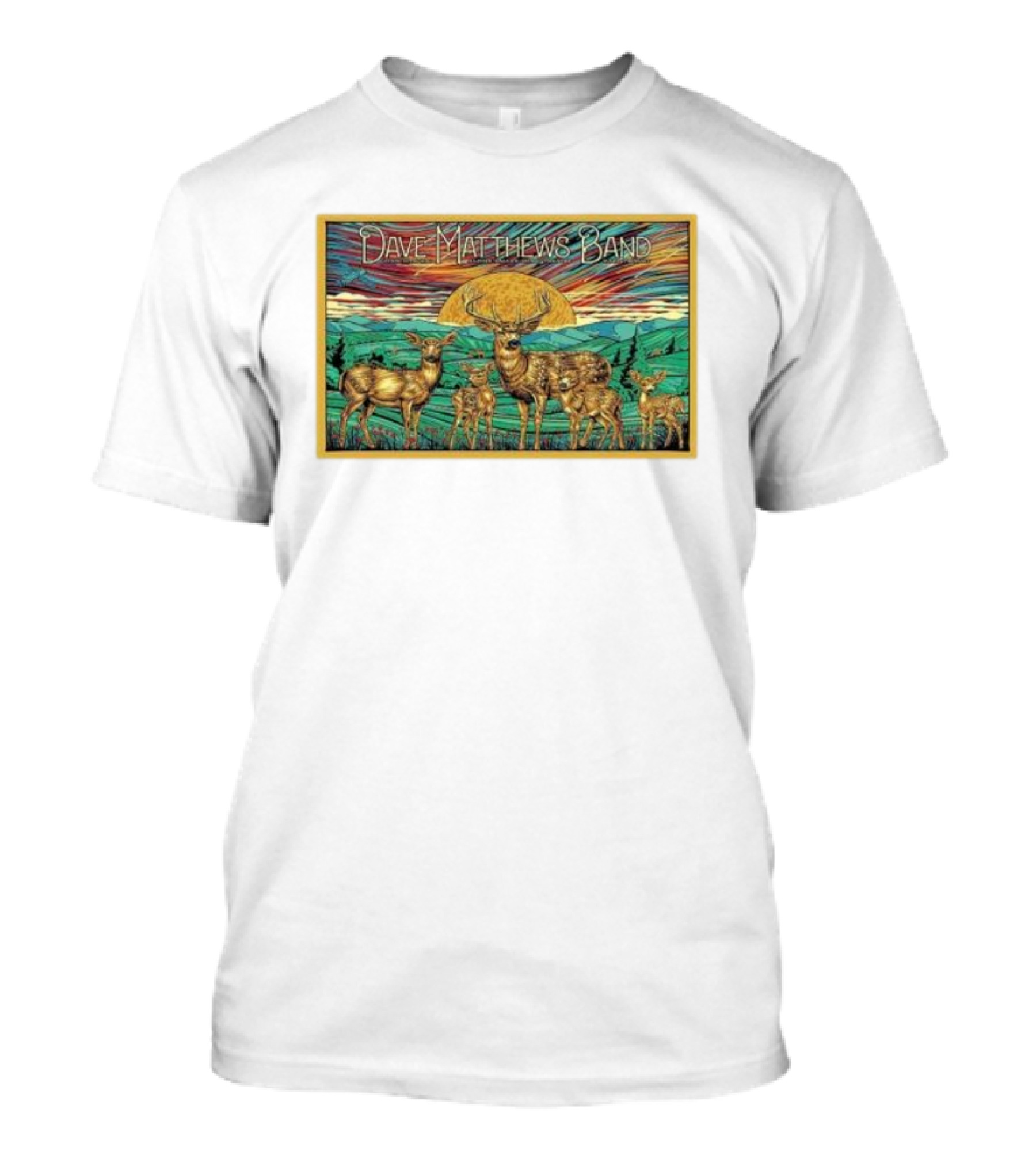 Dave Matthews Band June 22 2024 Alpine Valley Music Theatre East Troy WI Colorful Deer Nature Scene T-Shirt