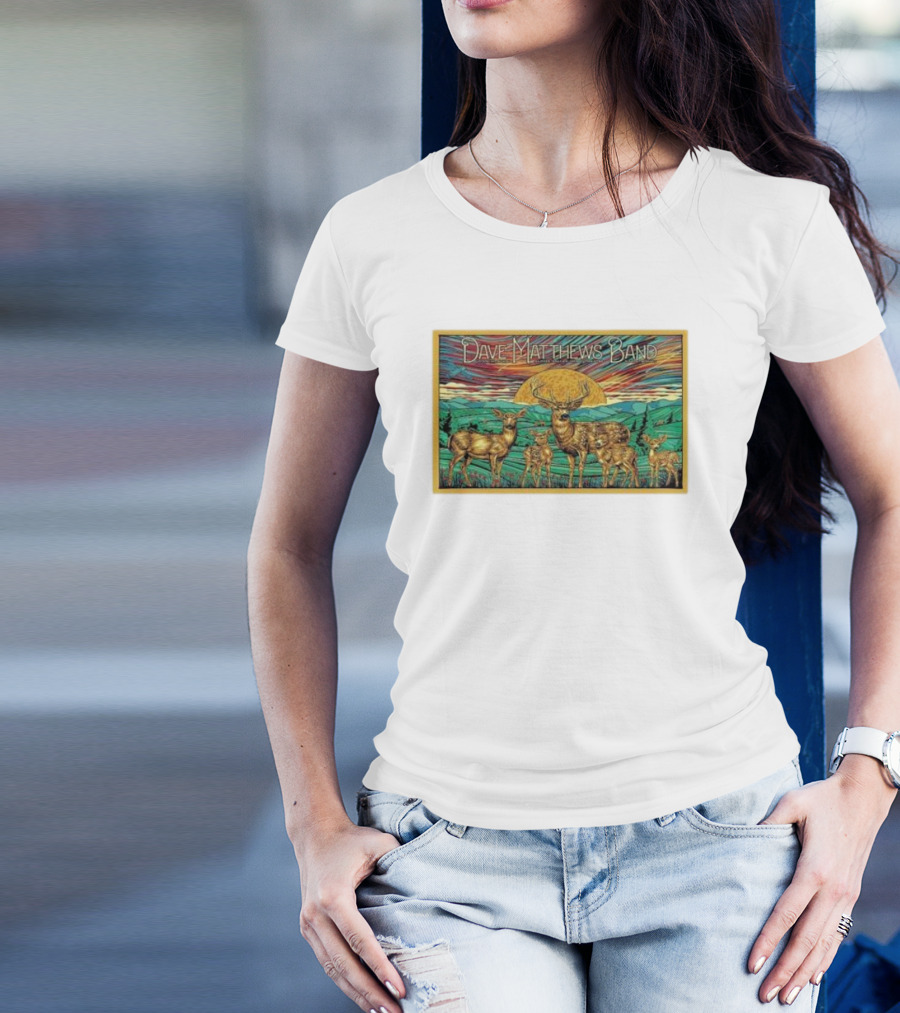 Dave Matthews Band June 22 2024 Alpine Valley Music Theatre East Troy WI Colorful Deer Nature Scene T-Shirt