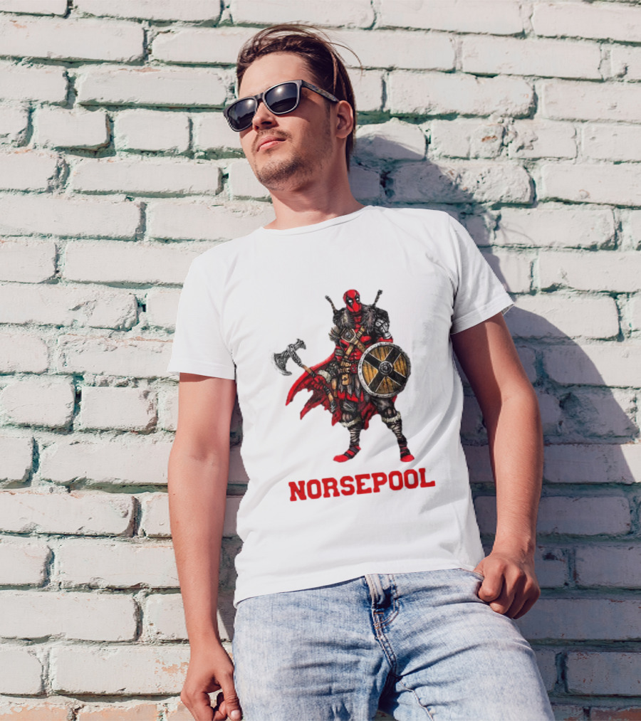 Deadpool Norsepool Viking Warrior With Axe And Shield T-Shirt