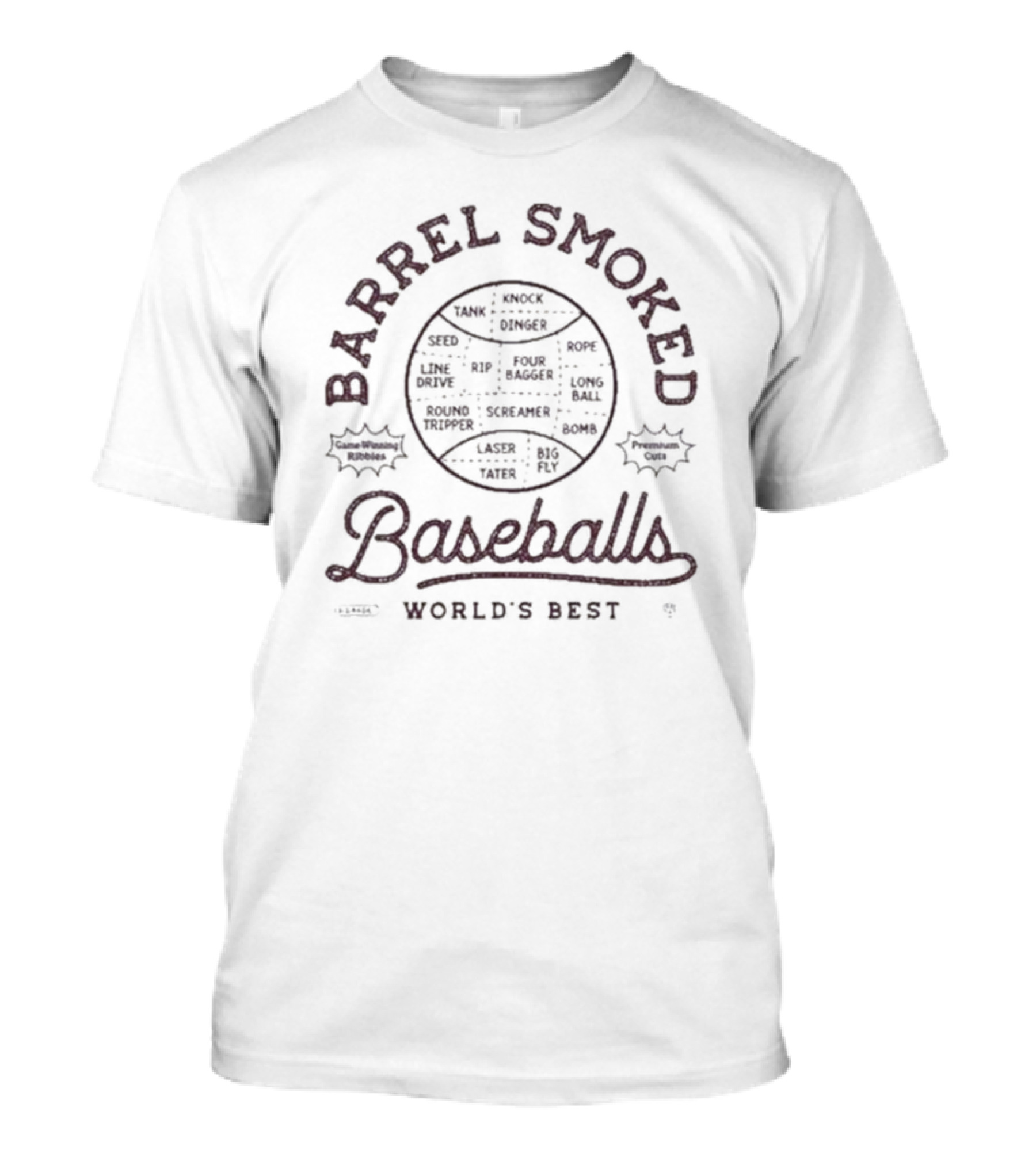 Barrel Smoked Baseballs World's Best Rotowear Fan Seed Rip Hammer Squeeze T-Shirt