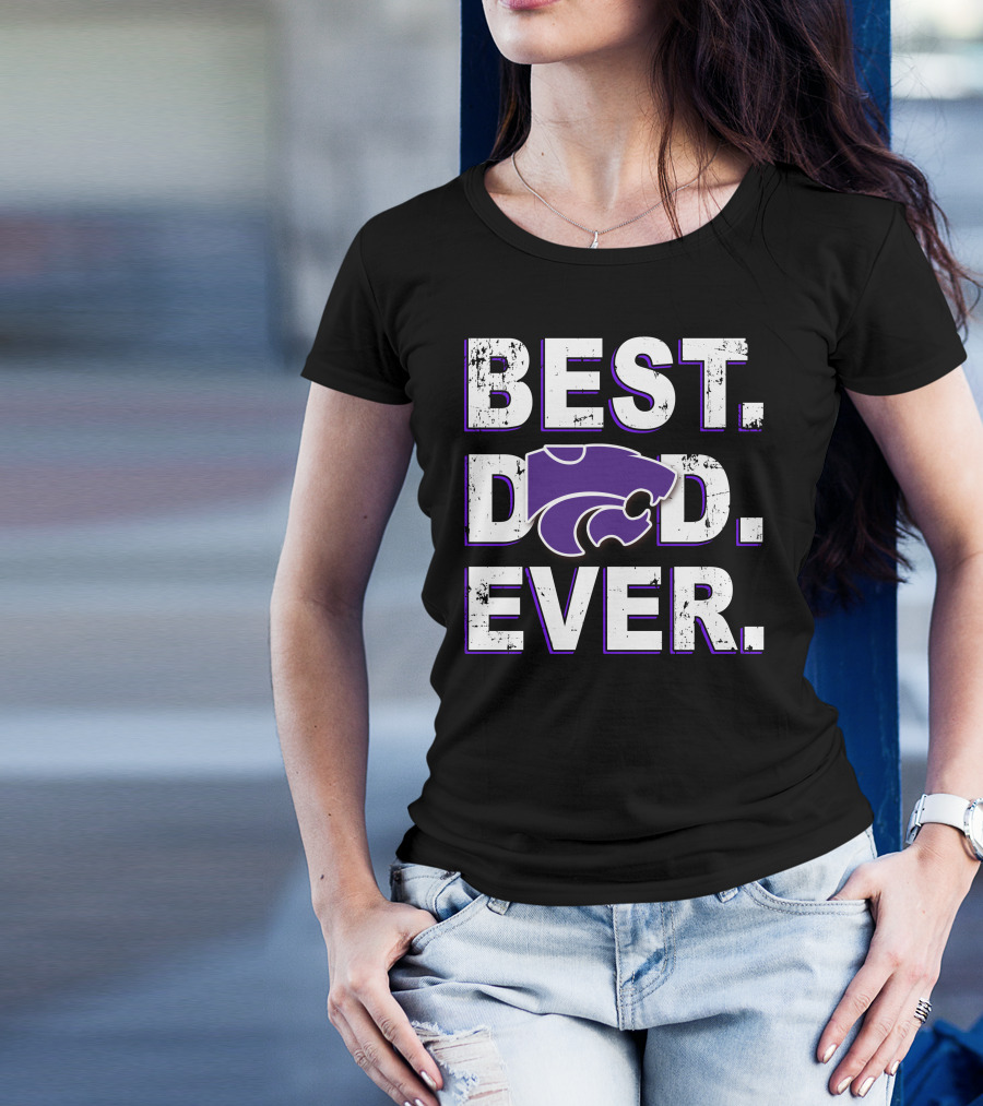 BEST DAD EVER Wildcat Logo Purple And White T-Shirt