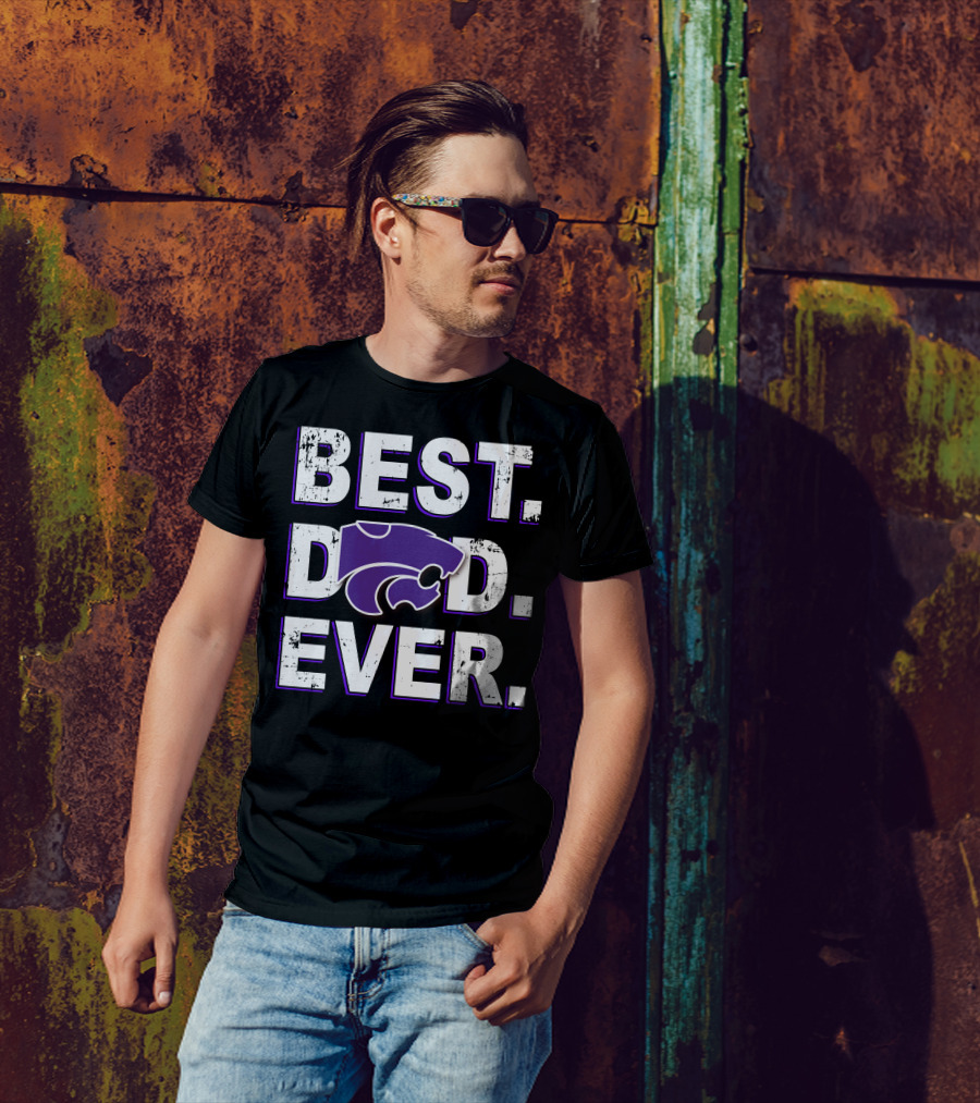 BEST DAD EVER Wildcat Logo Purple And White T-Shirt