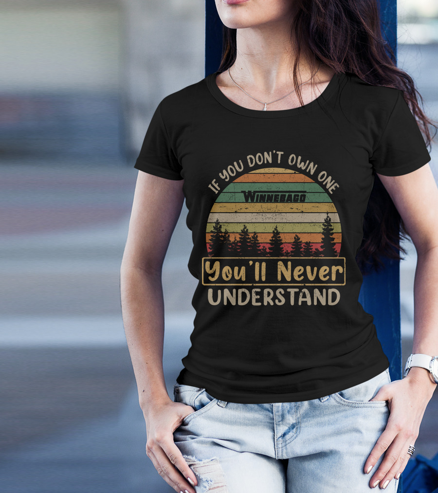 Winnebago If You Don't Own One You'll Never Understand Retro Sunset Forest Stripes T-Shirt