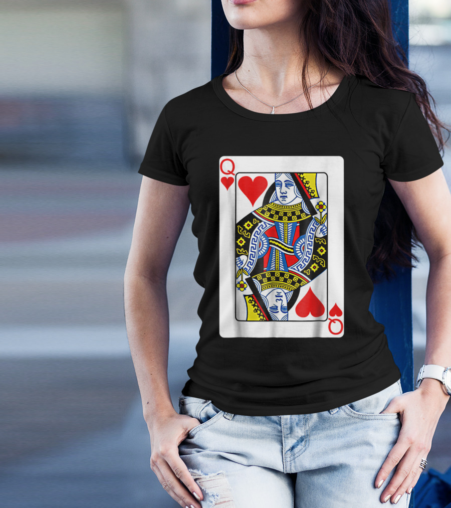 Queen Of Hearts Playing Card Poker T-Shirt
