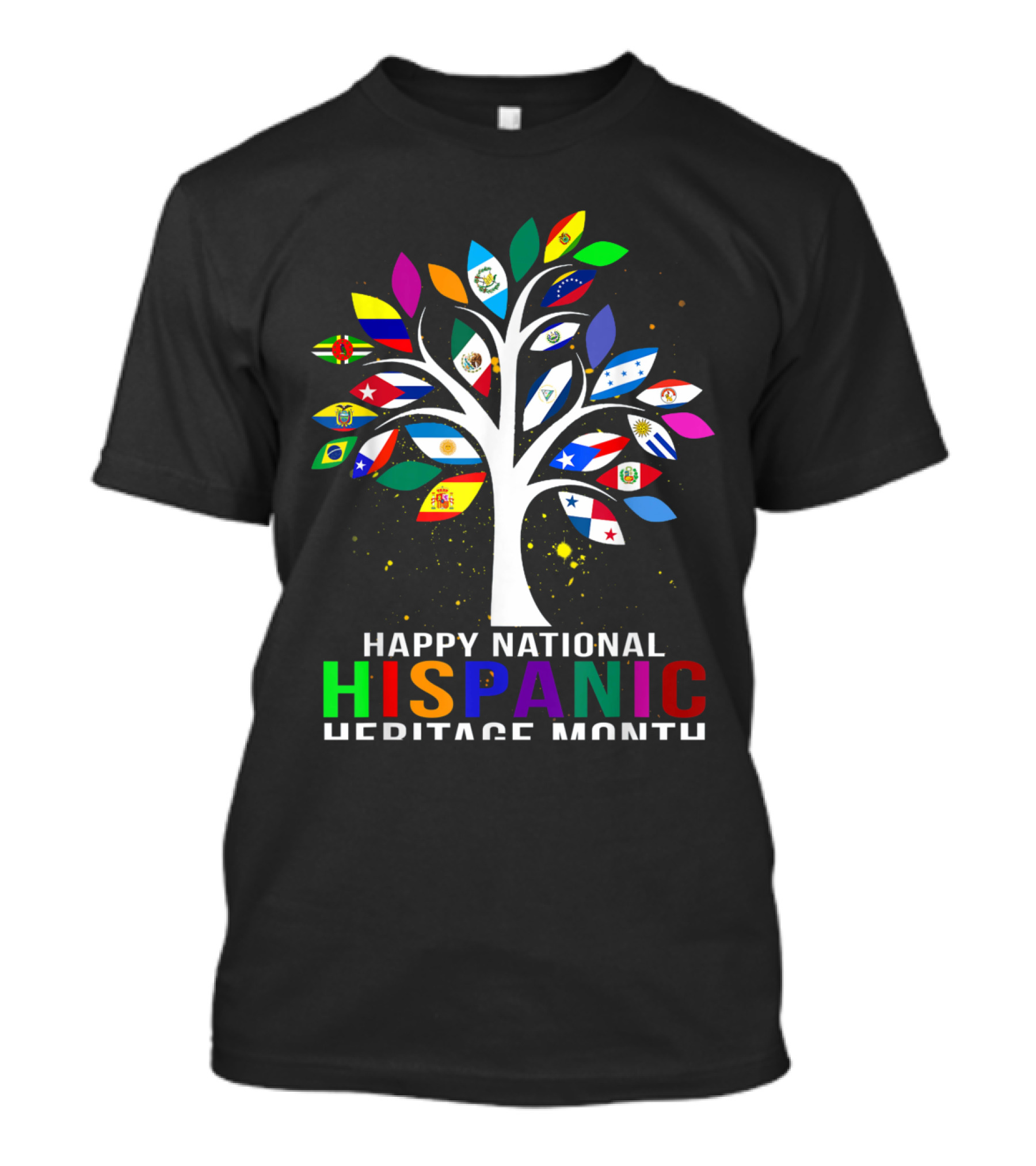 Happy National Hispanic Heritage Month Tree With Flags T-Shirt