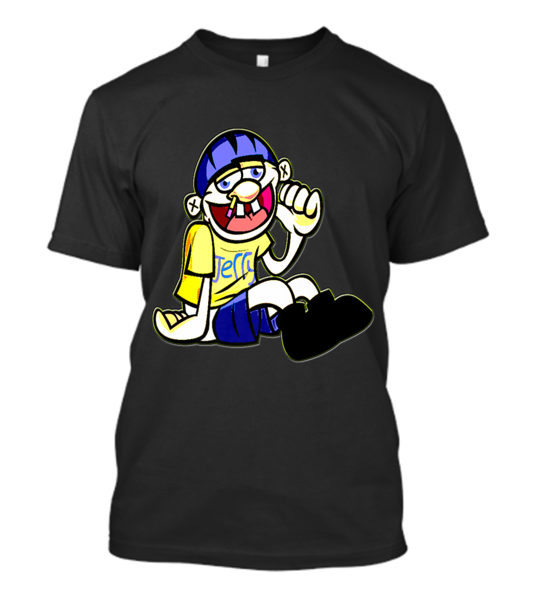 SML JEFFY CHARACTER WITH BLUE HELMET AND YELLOW SHIRT SITTING T-Shirt