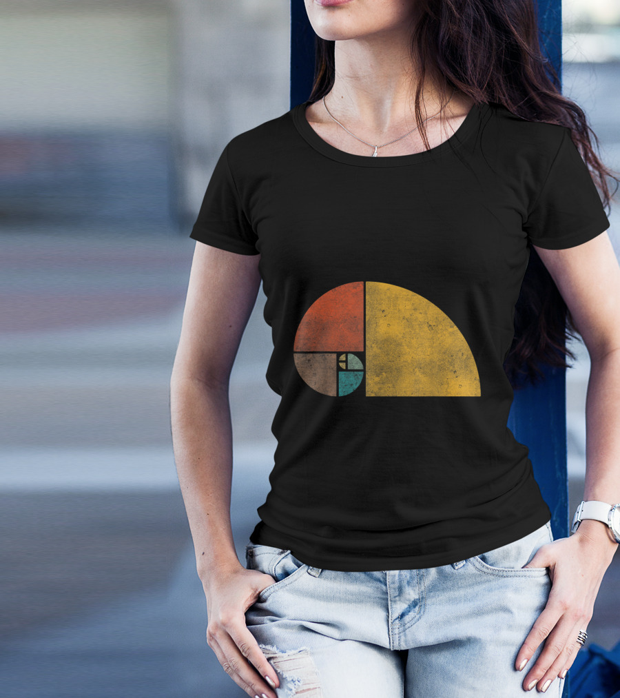 Vintage Fibonacci Golden Ratio Spiral Retro Colors T-Shirt