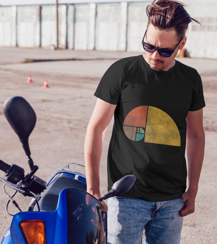 Vintage Fibonacci Golden Ratio Spiral Retro Colors T-Shirt
