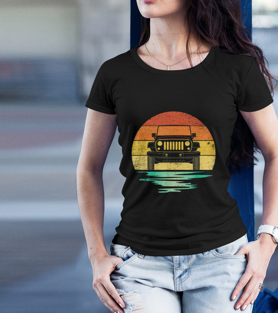 Vintage Sunset Jeep Off Road Adventure T-Shirt