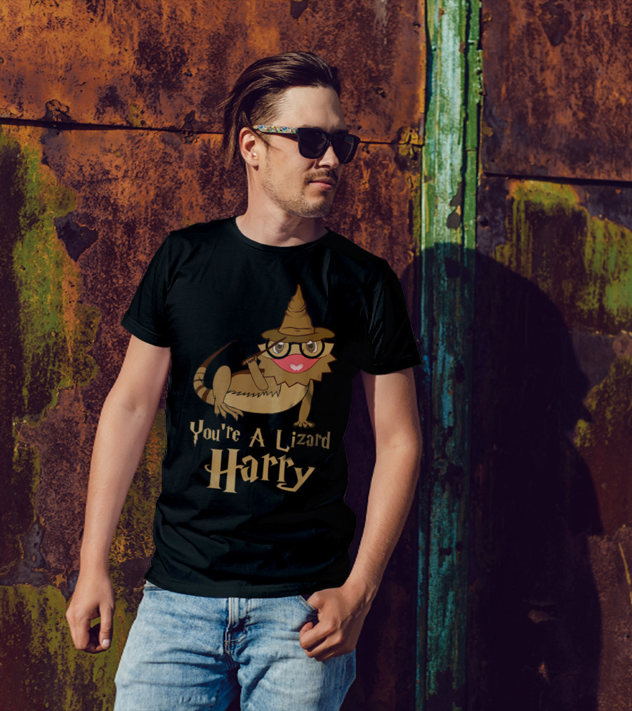 You're A Lizard Harry Funny Bearded Dragon Wizard Hat Glasses T-Shirt