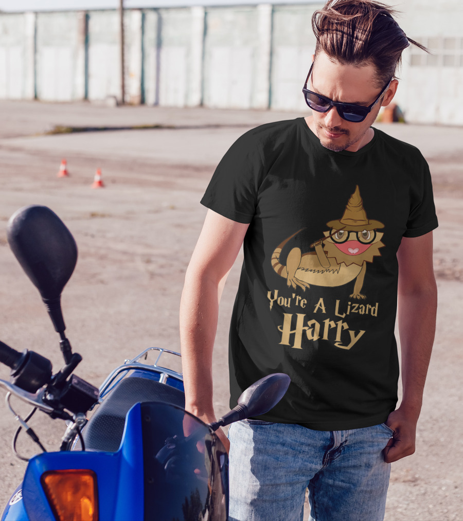 You're A Lizard Harry Funny Bearded Dragon Wizard Hat Glasses T-Shirt