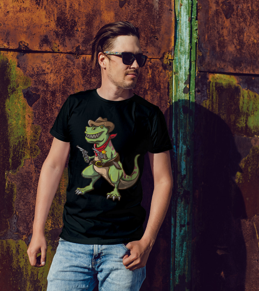 Wild West Cowboy Dinosaur T-Rex Kids Country Adventure T-Shirt