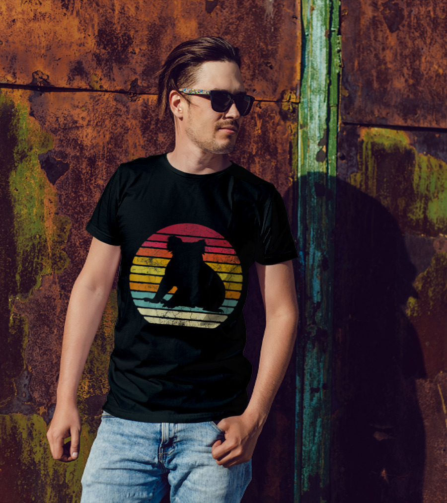 Koala Bear Retro Vintage 70's 80's Stripes Silhouette Circle T-Shirt