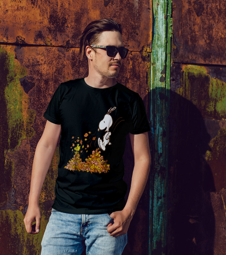 Funny Snoopy Jumping Into Leaves Peanuts Charlie Brown T-Shirt