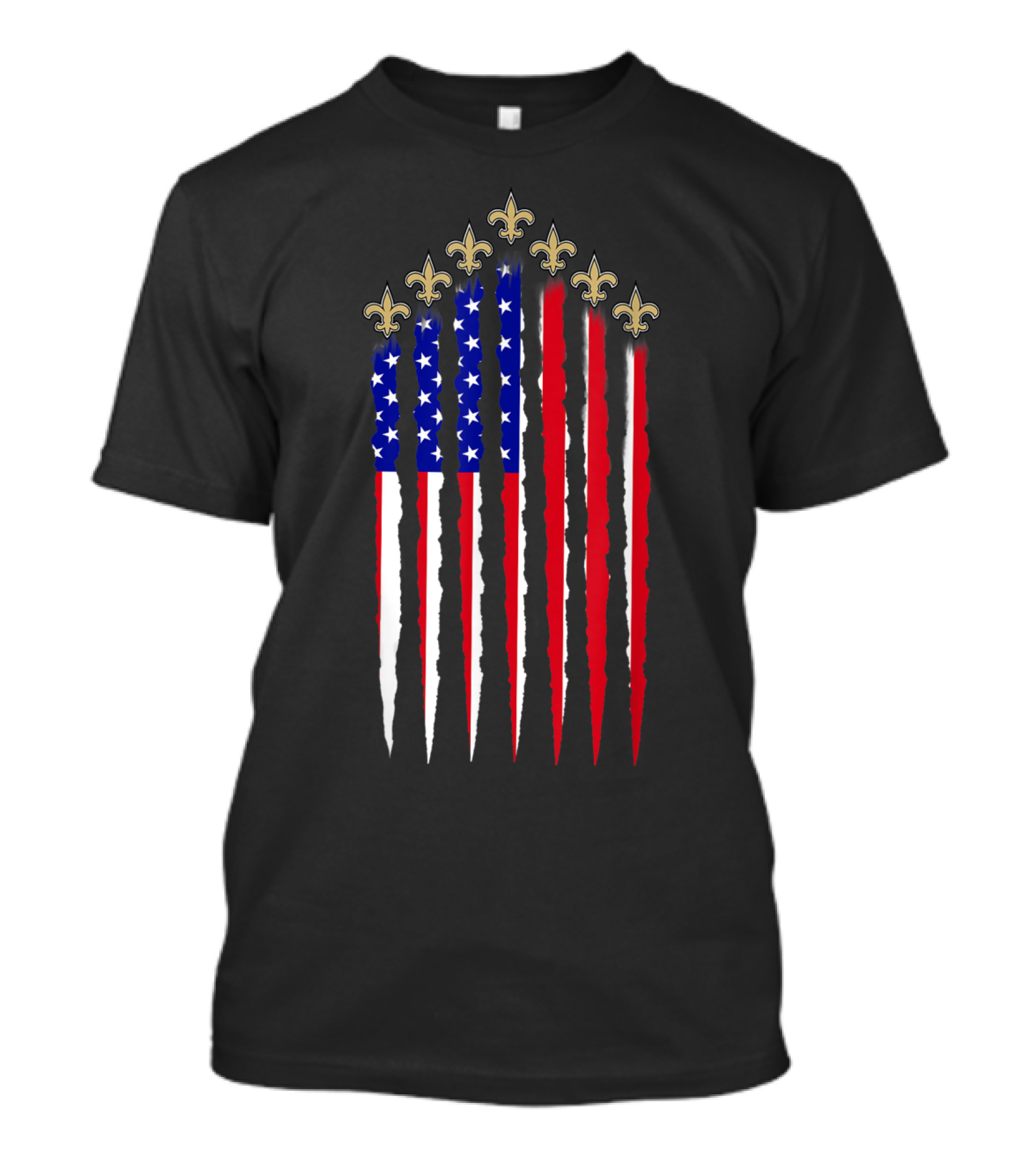 Saints Fleur-de-Lis American Flag New Orleans Football 4th Of July T-Shirt