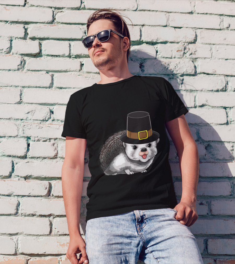 Thanksgiving Pilgrim Hedgehog Gratitude Holiday Tradition T-Shirt