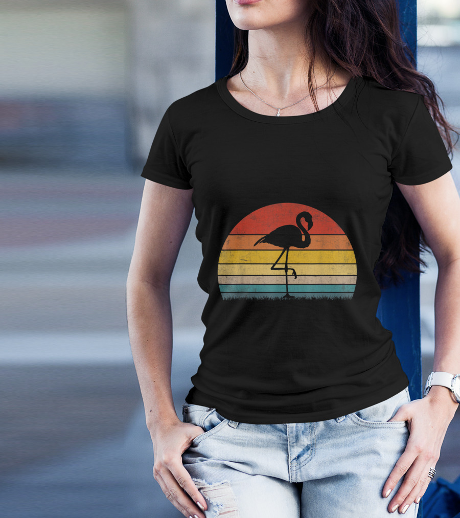 Vintage Sunset Trendy Animal Flamingo T-Shirt