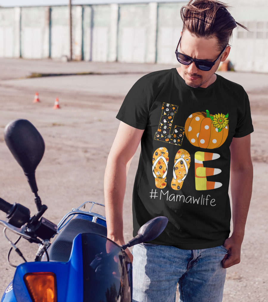 Love Pumpkin Sunflower Mamaw Life Halloween T-Shirt