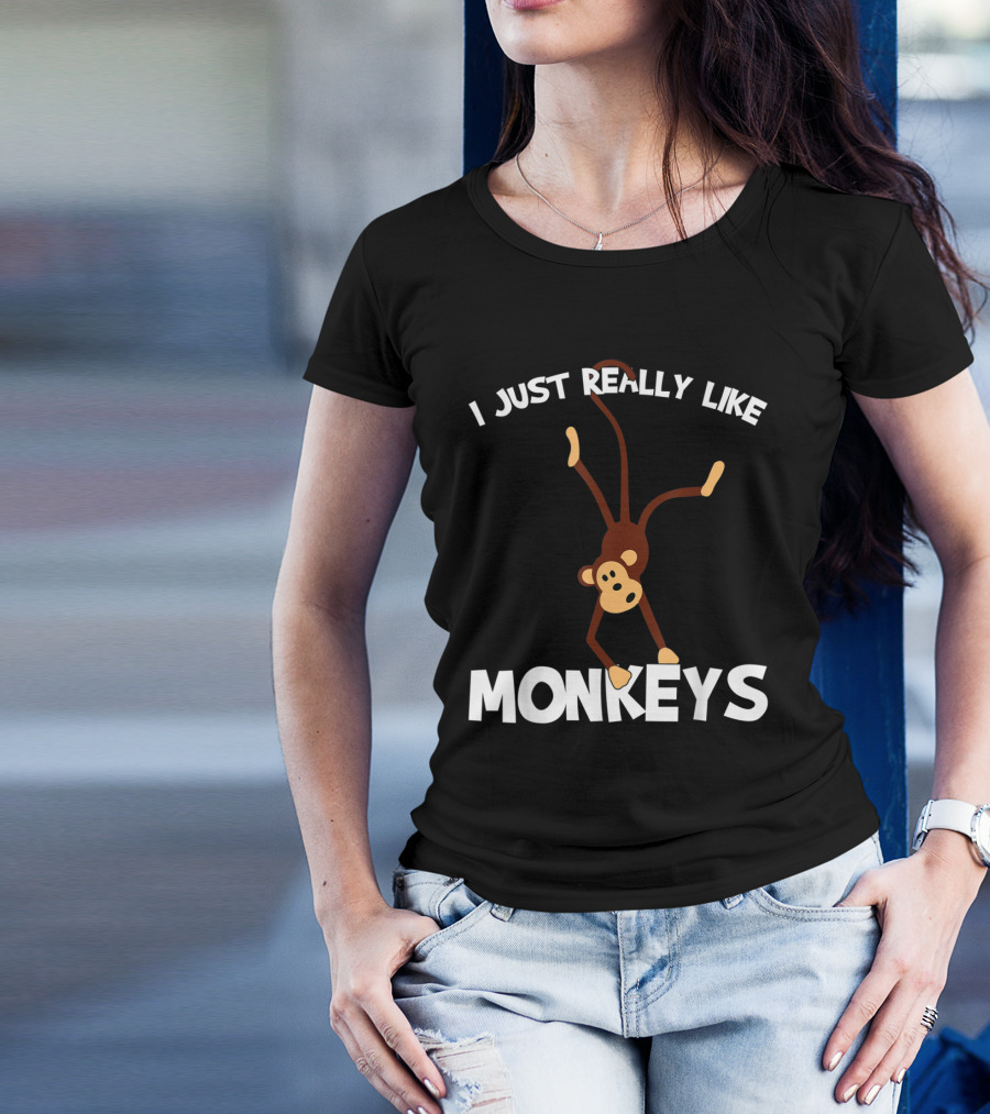 I Just Really Like Monkeys Playful Monkey Handstand T-Shirt