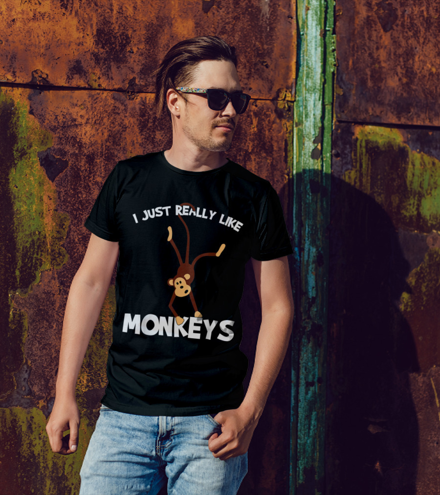 I Just Really Like Monkeys Playful Monkey Handstand T-Shirt
