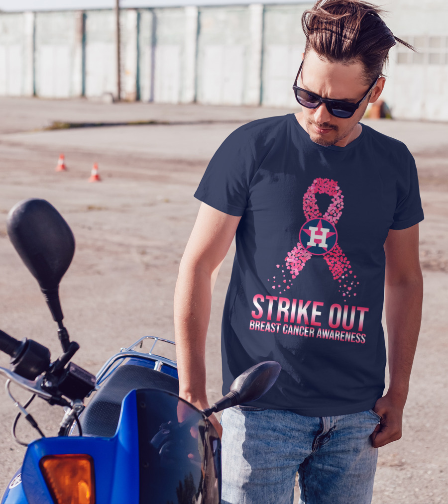 Strike Out Breast Cancer Awareness H Logo Pink Ribbon T-Shirt