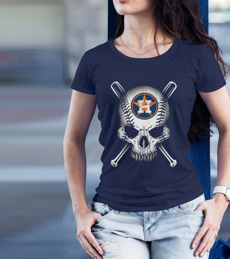 Houston Astros Baseball Skull Crossbones T-Shirt