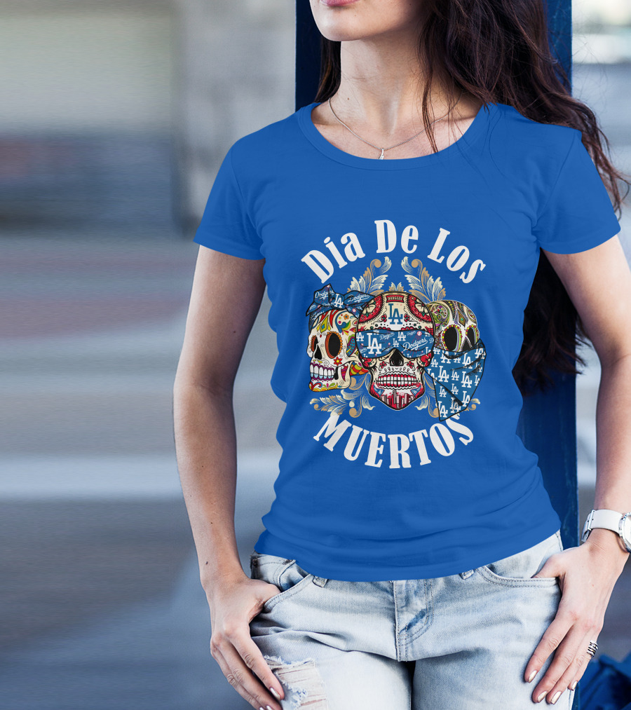 Dia De Los Muertos Dodgers La Skulls T-Shirt