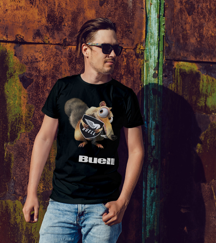 Buell Scrat Logo Iconic Character With Shield T-Shirt